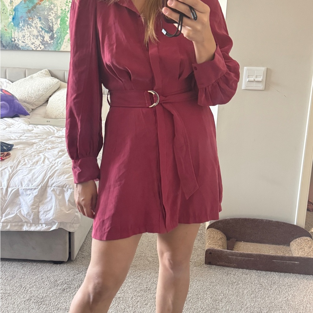 Zara Red Bishop Sleeve Wrap Dress
